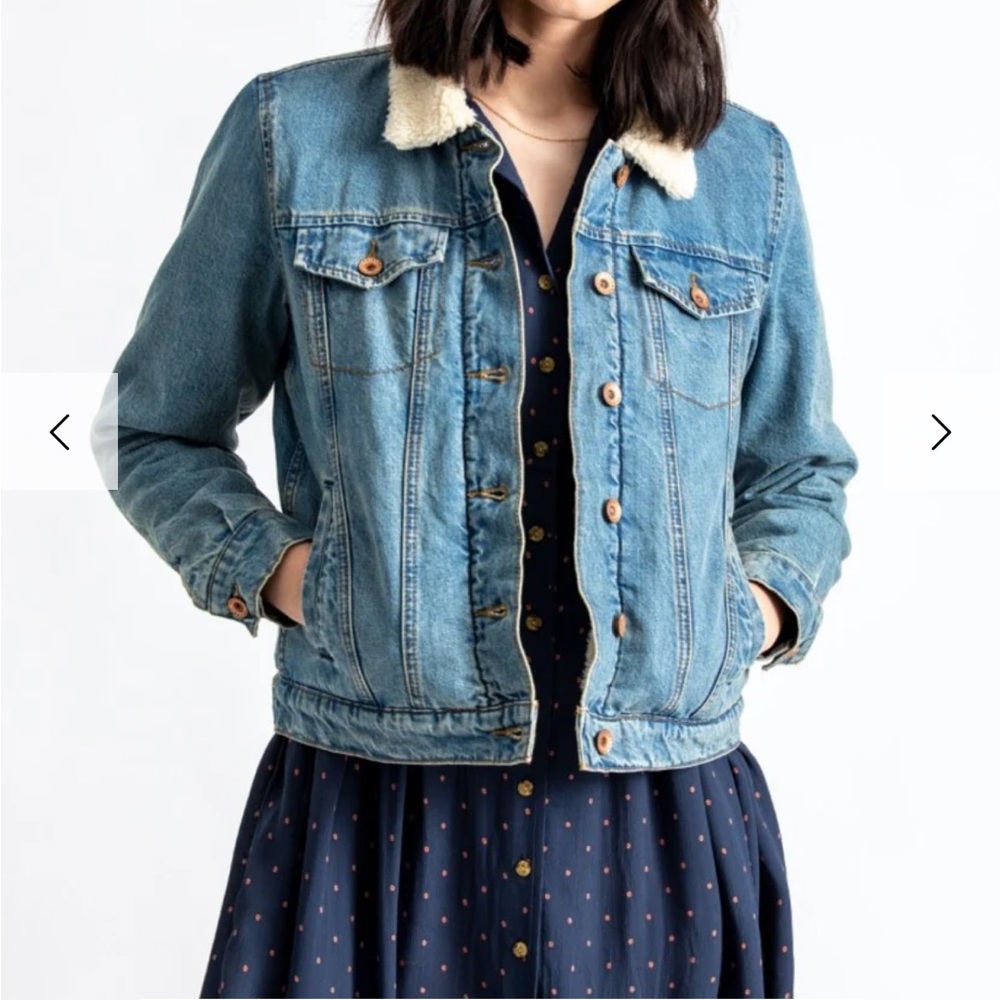 NEW Brixton denim Sherpa broadway jacket. Size S